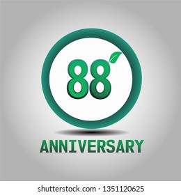 88 years Anniversary with go green design. Simple design with leave on second number. Green font and circle. My all design can see in my portofolio