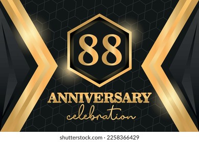 88 Years Anniversary Logo Golden Colored  vector design for greeting