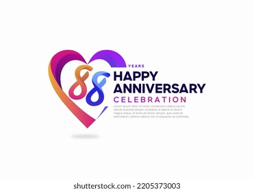 88 years anniversary logo icon design template