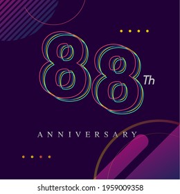 88 years anniversary logo, vector design birthday celebration with colorful geometric background and circles shape.