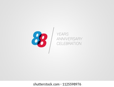 88 Years Anniversary logotype blend colorful font number isolated on white background