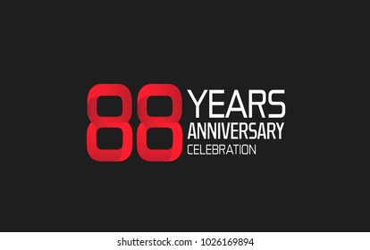 88 years anniversary logotype simple design with red and white color isolated on black background