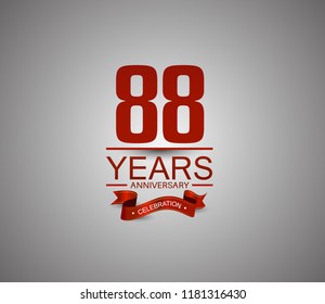 88 years anniversary logotype simple design with red ribbon for celebration purpose