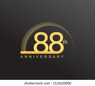 88 years anniversary logotype with single line golden color and golden ring for anniversary celebration