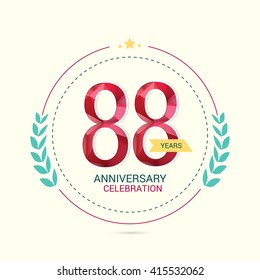 88 Years Anniversary with Low Poly Design and Laurel Ornaments