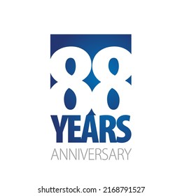 88 Years Anniversary negative space numbers blue white logo icon banner
