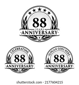 88 years anniversary set. 88th celebration logo collection. Vector and illustration. 
