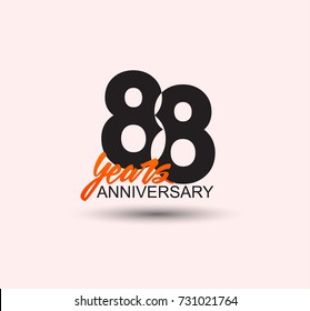 88 years anniversary simple design with negative style and yellow color isolated in white background