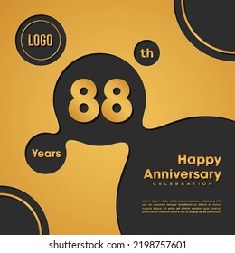 Diseño de plantilla de 88 Años Aniversario. Aniversario de Oro, ilustración vectorial.