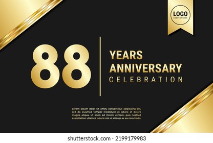 88 Jahre Jubiläumsvorlage Design. Goldene Jubiläumsfeier, Vektorgrafik.