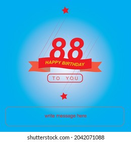 88 years birthday, happy birthday banner with star shape and red ribbon. very nice vector design