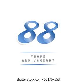 88 Years Blue Anniversary  Logo Celebration