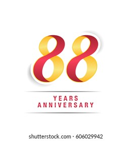 88 Years Red Yellow Anniversary Logo Stock Vector (Royalty Free) 606029942