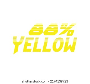 88% Signo amarillo y etiqueta vectorial e ilustración arte con una combinación de fuentes fantásticas y color amarillo en fondo blanco