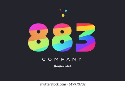 883 creative color green orange blue magenta pink number digit company logo vector icon spectrum