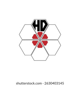 883 diamond shape alphabet letter pentagon geometric educational learning flower logo H D