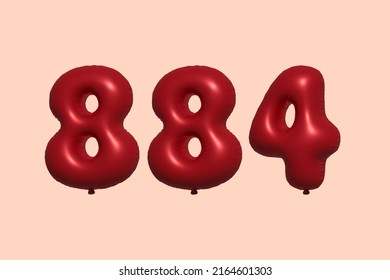 884 3D-Ballon aus realistischem metallischem Luftballon 3D Rendering. 3D Rote Helium Ballons zum Verkauf Dekoration Party Geburtstag, Feiertag Jubiläum, Hochzeitsfeiertag. Vektorgrafik