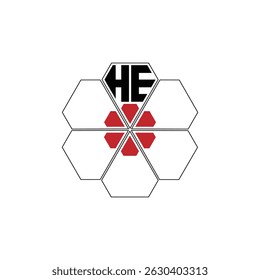 884 diamond shape alphabet letter pentagon geometric educational learning flower logo H E