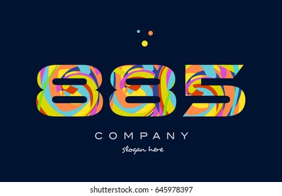 885 number digit numeral logo colored colorful rainbow acrylic modern creative vector icon design template