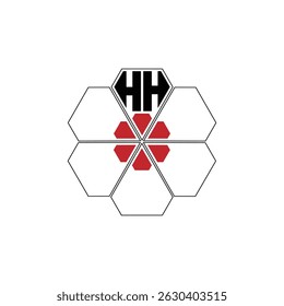 886 diamond shape alphabet letter pentagon geometric educational learning flower logo H H