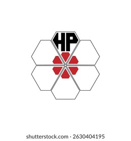 889 diamond shape alphabet letter pentagon geometric educational learning flower logo H P