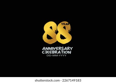 88th, 88 years, 88 year anniversary celebration abstract style logotype. anniversary with gold color isolated on black background, vector design for celebration vector