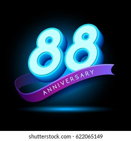 88th Anniversary 3D text with glow effect .celebration vector template design