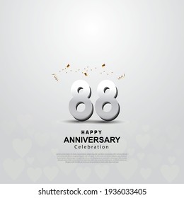 88th anniversary background with 3D number illustration