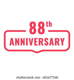88th anniversary. Badge icon, logo. Flat vector illustration on white background.