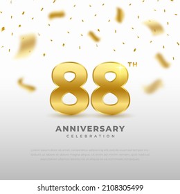 88th anniversary celebration with gold glitter color and black background. Vector design for celebrations, invitation cards and greeting cards.