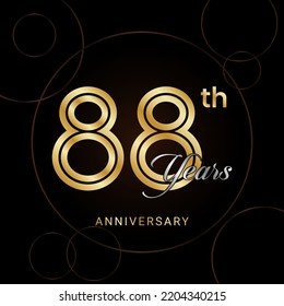 88th Anniversary Celebration with golden text, Golden anniversary vector template
