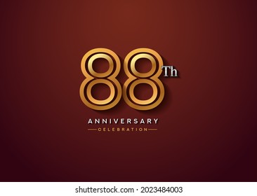 88th anniversary celebration logotype with linked number gold and silver color isolated on elegant color. vector anniversary for celebration, invitation card, and greeting card