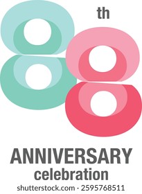 88th Anniversary Celebration monochrome color of green and red with word Anniversary Celebration gray color at the bottom.