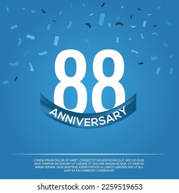 88th anniversary celebration vector design with white color numbers and  white color font on  blue color background abstract 