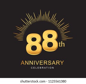 88th anniversary design with golden color and firework for anniversary celebration