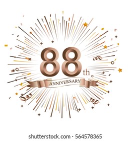 88th Anniversary greeting Card with Starburst. Vector illustration.