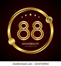 88th anniversary logo design concept with golden ring. Logo Vector Template