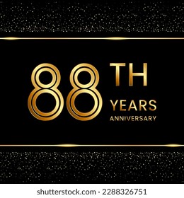88th anniversary logo design with double line concept. Line Art style. Golden number logo. Vector Template Illustration