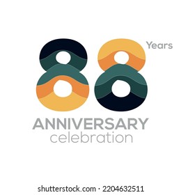 88th Anniversary Logo Design, Number 88 Icon Vector Template.Minimalist Color Palettes