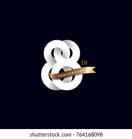 88th anniversary logo with gold ribbon. template design for web, game ,Creative poster, booklet, leaflet, flyer, magazine, invitation card