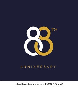 88th anniversary logo.overlapping number with simple monogram color. vector design for greeting card and invitation card.