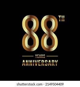 88th Anniversary logotype. Anniversary celebration template design with golden ring for booklet, leaflet, magazine, brochure poster, banner, web, invitation or greeting card. Vector illustrations.