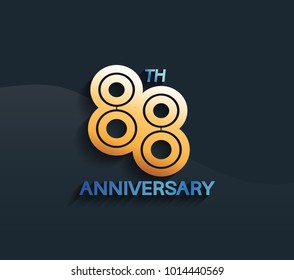 88th anniversary logotype with multiple line golden color isolated on dark blue background for celebration