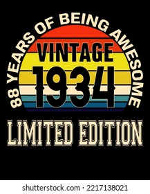 88th Birthday Vintage Legends Born In August 1934 88 Years Old Retro Birthday Ideas for Men Women