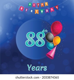 88th Happy Birthday celebration Invitation card design, Vector illustration design.

