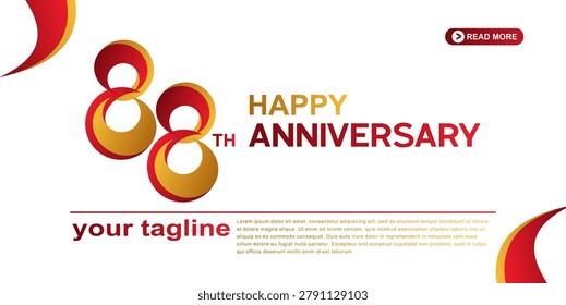 88th Number logo icon design, birthday logo number, anniversary logo design.