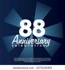 88th year anniversary celebration vector template design illustration with white text elegant blue shiny background.	