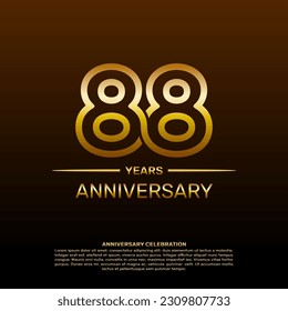 Plantilla de diseño para el 88º aniversario en color oro. ilustración de plantilla de vector