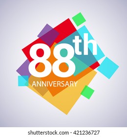 88th years anniversary logo, vector design birthday celebration with colorful geometric isolated on white background.