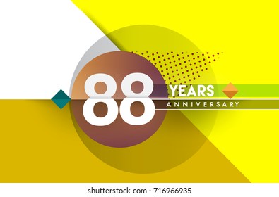 88th years anniversary logo, vector design birthday celebration with colorful geometric background and circles shape.